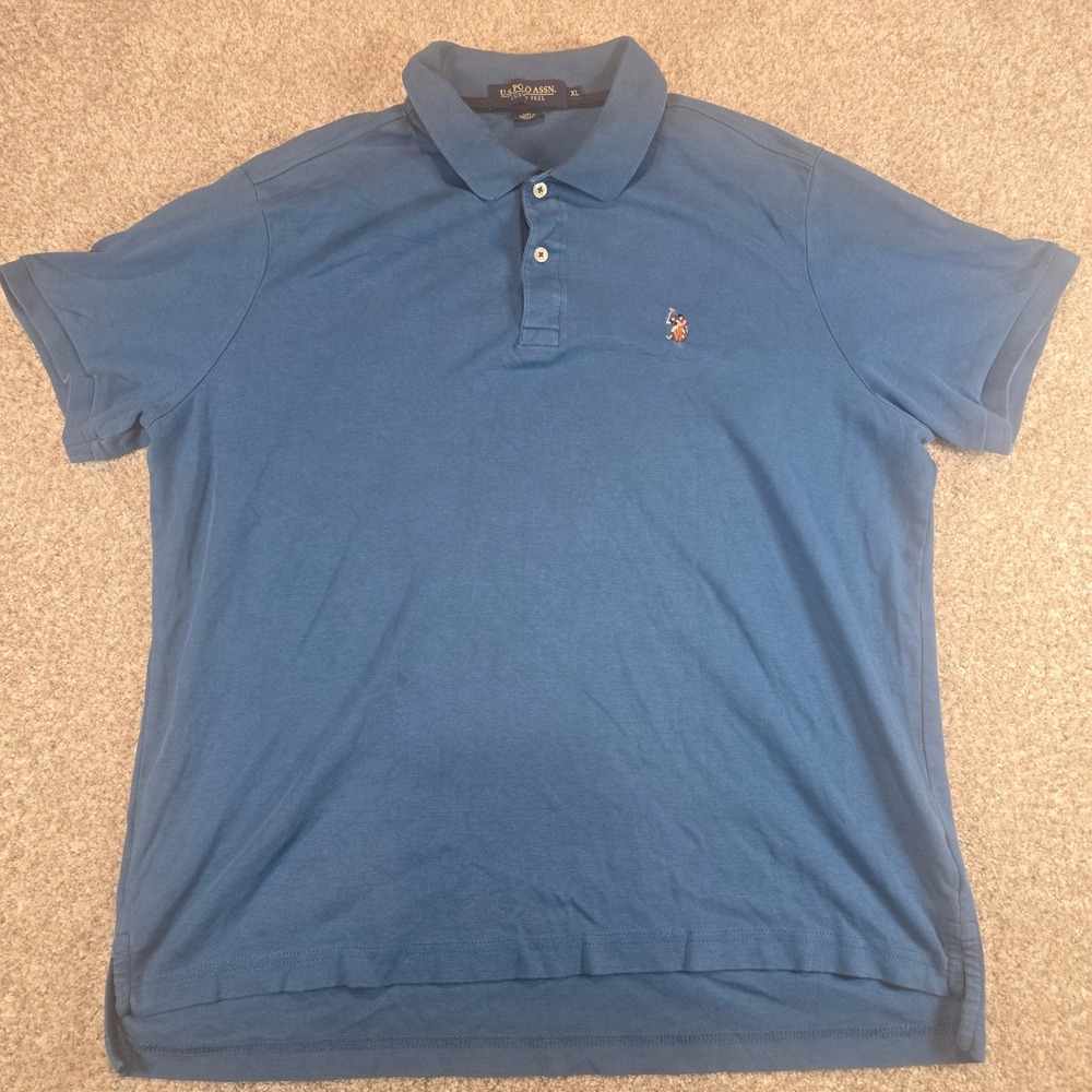 US Polo Assn Mens XL Blue Luxury Feel Cotton Short Sleeve Polo Shirt 11C007